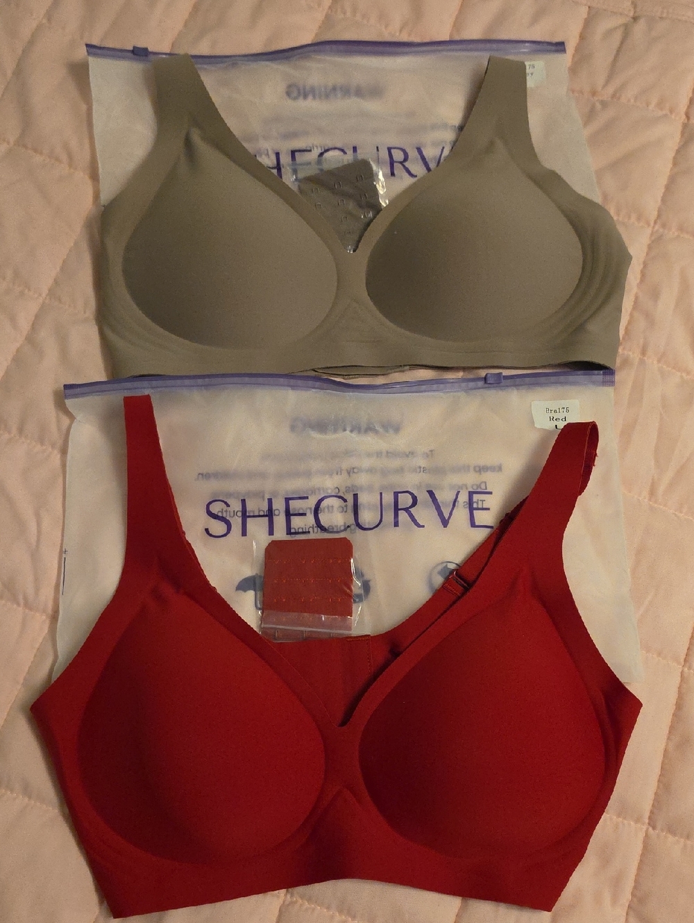 2 SheCurve Jelly Wireless Bras- Red And Gray